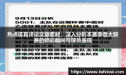 热点体育评论文章素材：深入分析本赛季各大联赛的精彩瞬间与球员表现