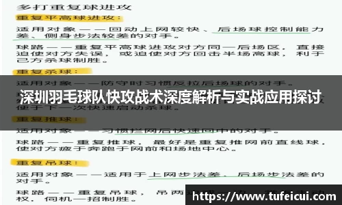 深圳羽毛球队快攻战术深度解析与实战应用探讨